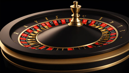 Casino roulette wheel on black background, 3d render illustrationの素材