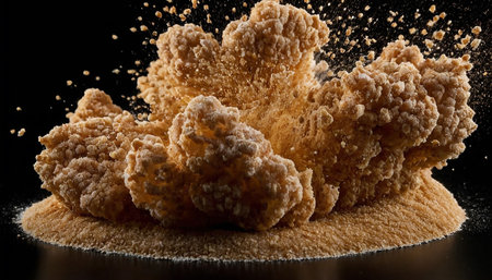 Foam explosion on a black background. 3d rendering.の素材