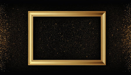 Golden frame on a black background. Golden frame on a black background.の素材