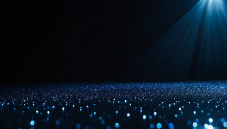 glitter vintage lights background. silver, blue and black. de-focusedの素材