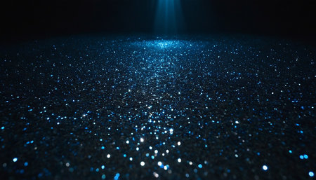 glitter vintage lights background. silver, blue and black. de-focusedの素材