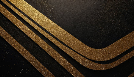 Black and gold background with golden lines. Design template. Vector illustrationの素材
