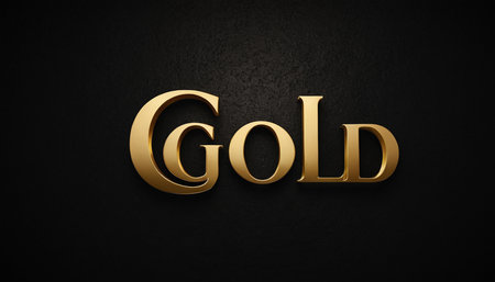 Gold Gold Text on Black Background. 3D Render Illustration.の素材