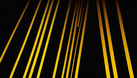 Abstract yellow and black stripes on a black background. Vector illustration.の素材