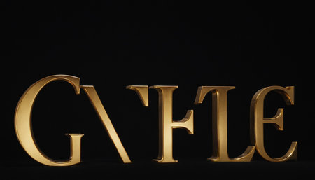 Glossy gold text on a black background. 3d renderingの素材