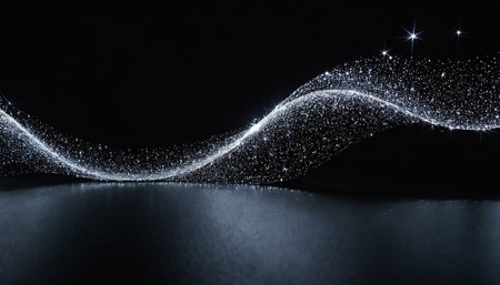 abstract 3d illustration of a glowing light trail in the darkの素材