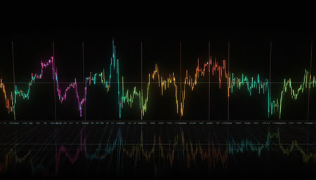 Stock market or forex trading graph and candlestick chart suitable for financial investment concept. Economy trends background for business idea and all art work design. Abstract finance backgroundの素材