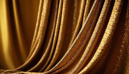 gold satin background close up. abstract background luxury cloth texture.の素材