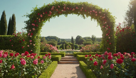 Flower arch in the garden of Versailles Palace, Franceの素材
