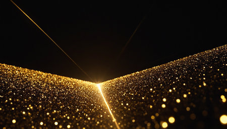 Golden background with glitter and bokeh effect. 3d renderingの素材