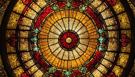 Detail of a stained glass window in the Basilica of the Sacred Heart of Paris, Franceの素材