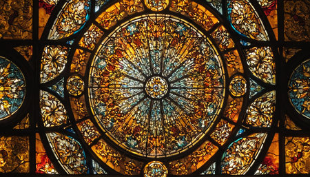 Stained glass window in the Basilica of the Sacred Heart of Paris, Franceの素材