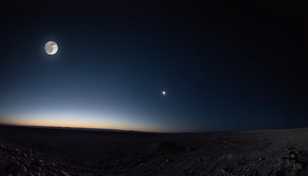 Moon in the night sky. Elements of this image furnished by NASAの素材