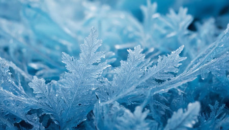 Close up of frost on the grass in winter. Natural background.の素材