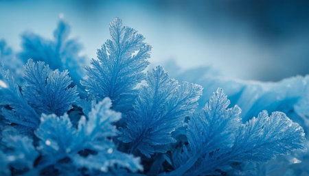 Frosty natural background. Winter concept. Blue toned.の素材