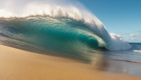 Surfing ocean wave on a sunny day. 3D Renderingの素材