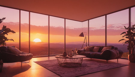 Modern bright interiors apartment Living room mockup illustration 3D rendering computer digitally generated imageの素材