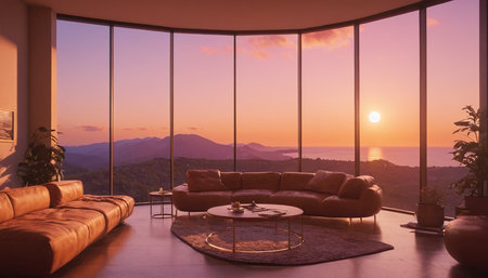 Modern bright interiors apartment Living room mockup 3D rendering illustrationの素材