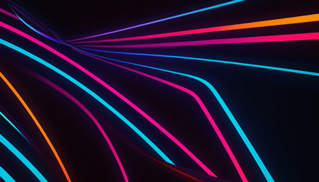 3d rendering, abstract background with neon lines in a tunnel.の素材