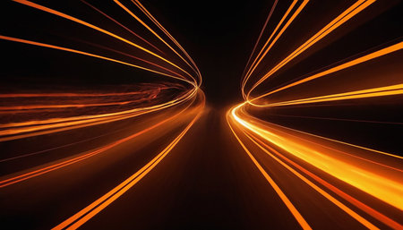 abstract night road with motion blur and light effects, computer generated imagesの素材