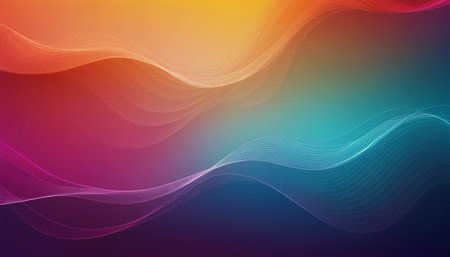 abstract background with smooth lines in orange, purple and blue colorsの素材