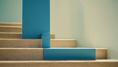 Blue Staircase in a modern office building. 3d renderingの素材