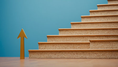 Conceptual image of stairs to success. 3D rendering.の素材