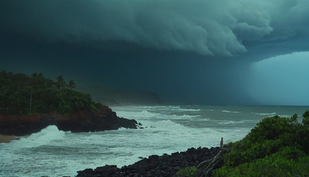 Storm over the Pacific Ocean in Hawaii, United States of America.の素材