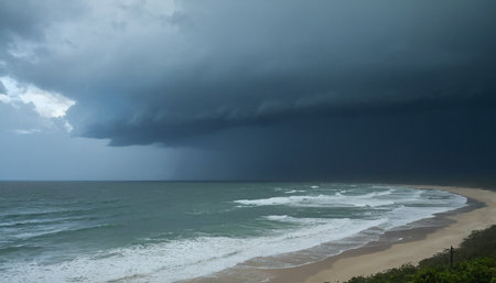 Stormy sky over the sea, Sri Lanka. The storm is coming.の素材