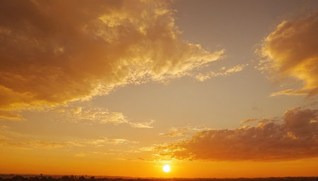 Sunset sky with clouds and sun rays. Beautiful nature background.の素材