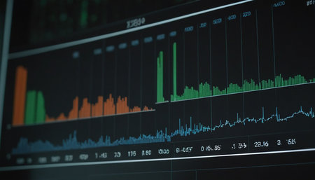 Stock market or forex trading graph and candlestick chart suitable for financial investment concept. Economy trends background for business idea and all art work design. Abstract finance background.の素材