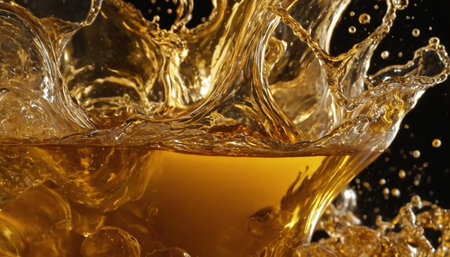 Splash of orange juice on a black background close-up.の素材