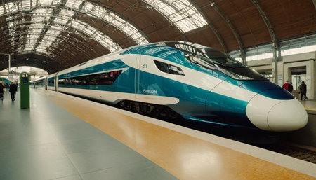 High-speed train in Vienna Central Station.の素材