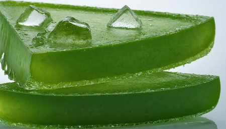 Aloe Vera (Aloe barbadensis) with ice cubesの素材