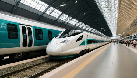 Modern high-speed train at the station in Prague, Czech Republicの素材