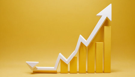 Business graph showing growth and increase of chart positive indicators in the businessの素材