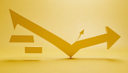 Highly rendering of arrow in yellow background. 3d illustration.の素材