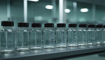 Medical ampoules in laboratory, closeup. Vaccination conceptの素材
