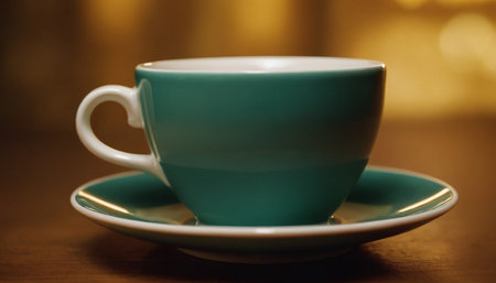 Cup of coffee on a wooden table. Close-up.の素材