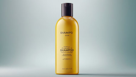 3D render of a bottle of cosmetic product on a grey backgroundの素材