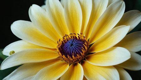 Close up of a beautiful yellow dahlia flower with selective focusの素材