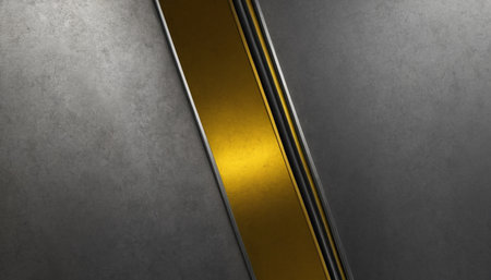 Abstract metallic background with yellow line. 3d render illustration for your graphic designの素材
