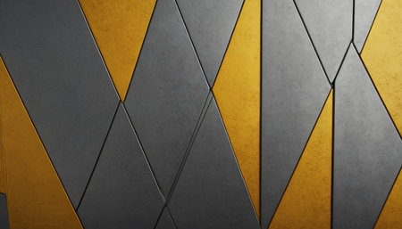 Abstract background made of black and yellow triangles. 3d render illustrationの素材