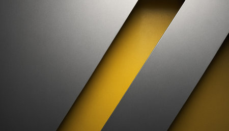 Abstract metallic background with yellow and gray stripes. 3d render illustrationの素材