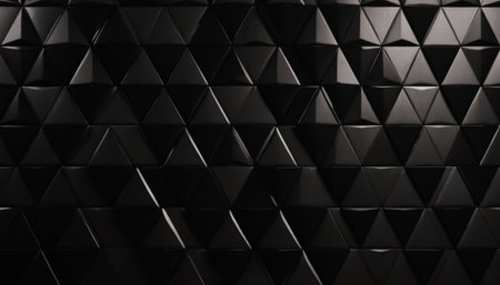 Abstract 3d rendering of black polygonal background. Futuristic shape.の素材