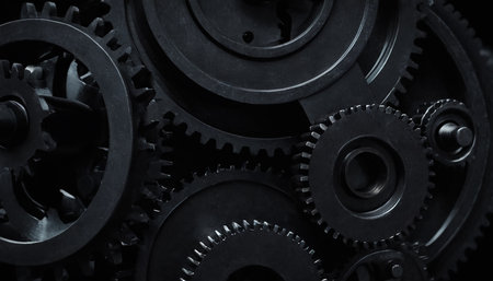 Close up of gear wheels. Industrial background. Selective focus.の素材