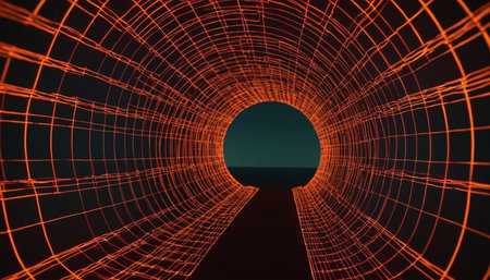 3d rendering of abstract geometric composition. Sci-fi tunnel.の素材