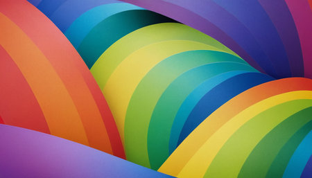 Colorful abstract background with curved lines in the form of a rainbowの素材