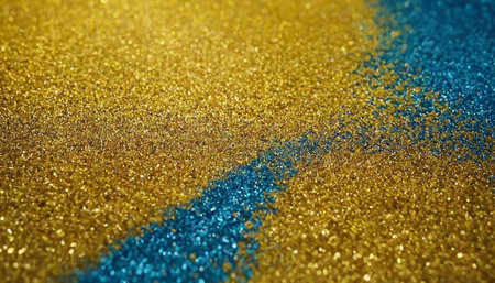 Gold and blue glitter abstract background. Golden and blue glitter texture.の素材