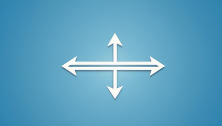 Illustration of two arrows pointing in opposite directions on a blue backgroundの素材